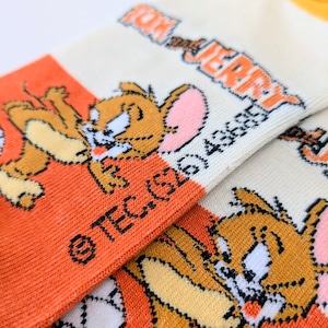 ♧【 crew socks / クルーソックス 】Tom and Jerry ( トムとジェリー ) / トムジェリ / 靴下 / フリーサイズ〚アメリカン雑貨 アメトイ〛