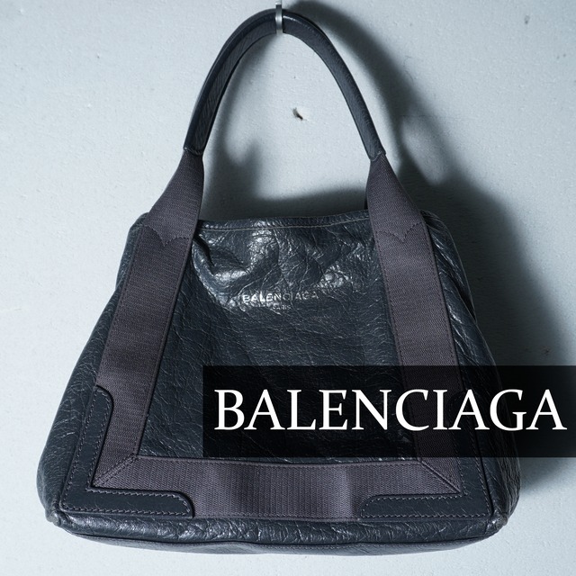 BALENCIAGA】バレンシアガ ネイビーカバス ラムスキントートバッグ 