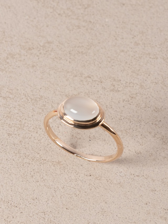 K10 Stepped Bezel Ring - white moon stone