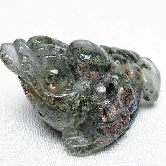 水晶 手彫り-卓上置物-キンセン-金蟾 ガーデンクォーツ 一点物 154-119