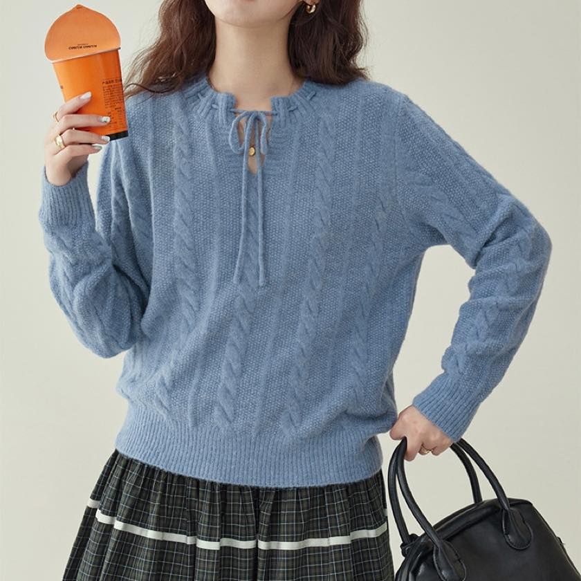 ribbon design cable knit tops | colorer