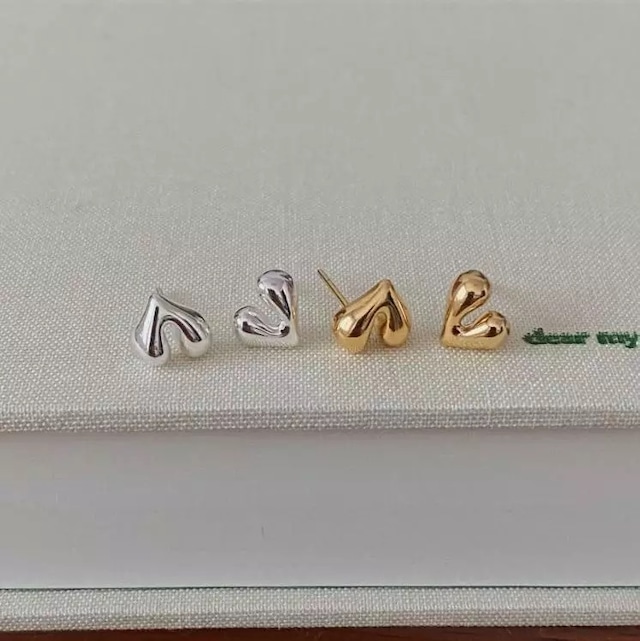 S925 Rough heart pierce (P121-2)
