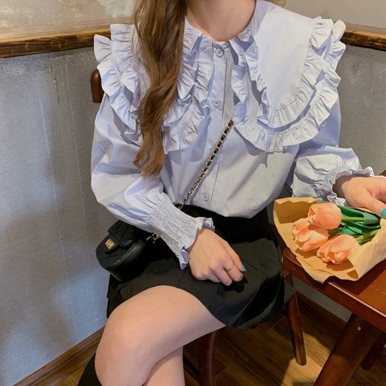 シャツ レディース ブラウス フリルシャツ フリル トップス プル