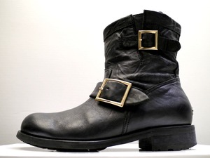 2016美品★JIMMY CHOO ジミーチュウ 247 BIKER レザー エンジニア ショート ブーツ 黒 36.5★ 3シーズン着用可能の便利な定番エンジニア♪