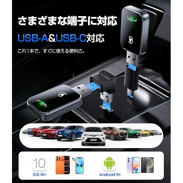 AIZEO【2025新型2in1モデル 】MINI CarPlay＆AndroidAuto ワイヤレス