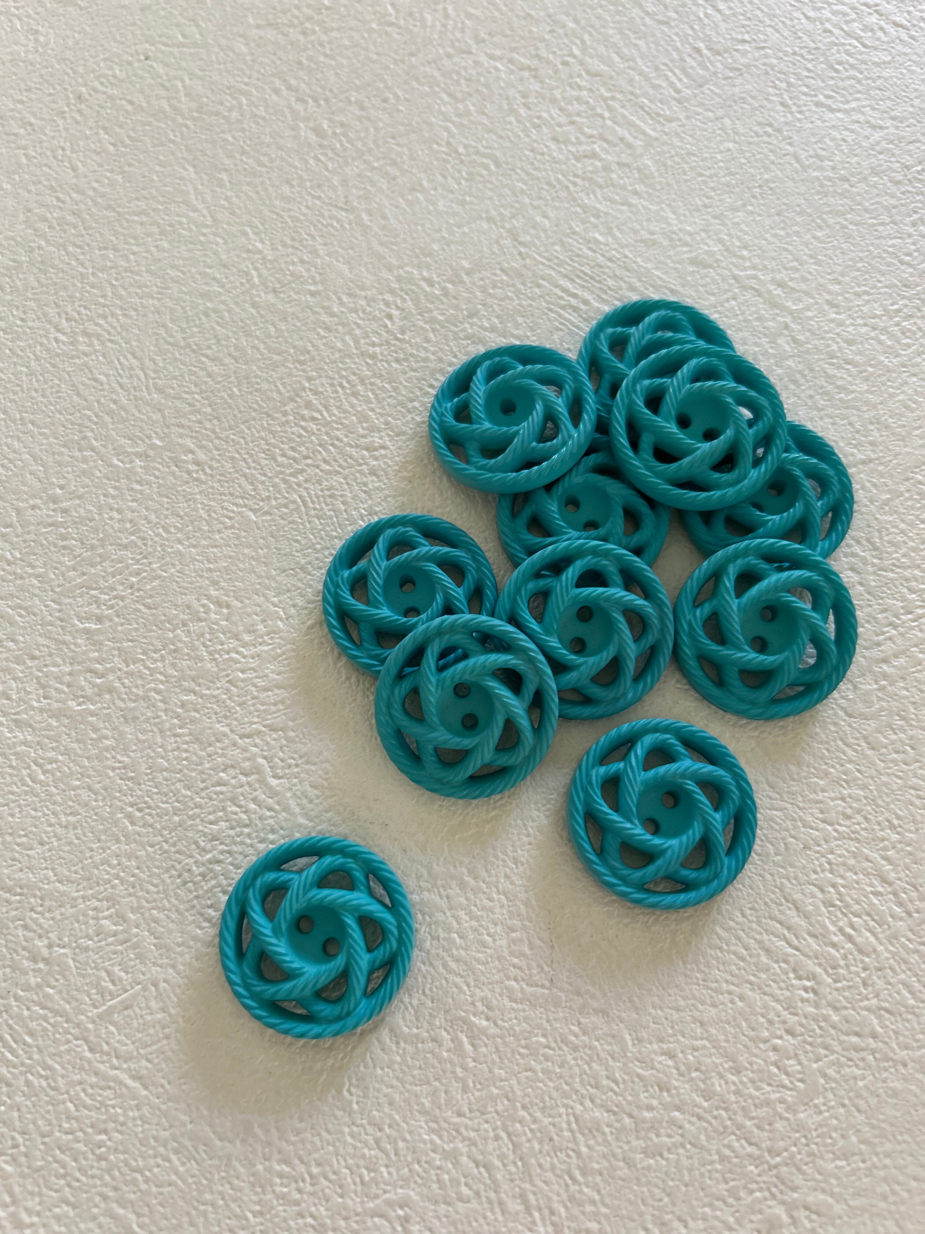 Japanese Vintage ボタン 星 スター ロープ調 グリーン系 24mm プラスチックボタン 昭和レトロ アクセサリーパーツ 装飾材 カルトナージュ