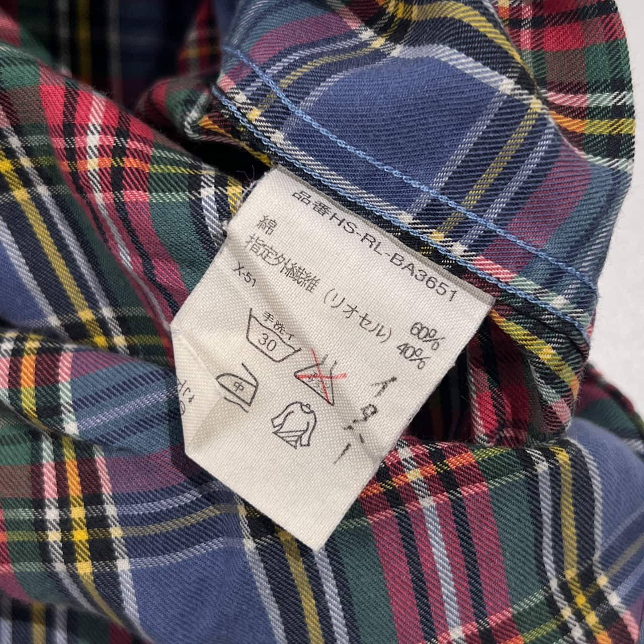 80s 90s リネン混 Polo by Ralph Lauren ポロ ラルフローレン BENFORD チェック バンドカラー 長袖 シャツ  L /レッド系 メンズ ヴィンテージ