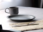黒土黒釉 リム ドット オーバルプレート 26cm 皿 おしゃれ カフェ食器 楕円皿
