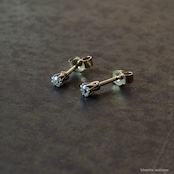 アンティークジュエリー 9ctゴールド 天然ダイヤモンド ピアス(鑑別書付)