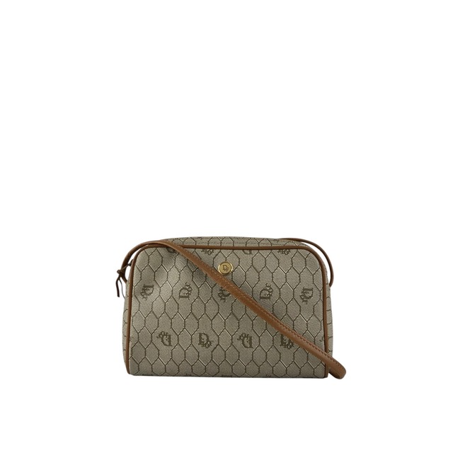 Christian Dior クリスチャン ディオール ハニカム ショルダーバッグ ベージュ ロゴ PVC レザー  ミニバッグ vintage ヴィンテージ オールド ptj22k