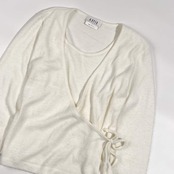 USA製 A.BYER ニット カシュクールセーター L/ホワイト レディース