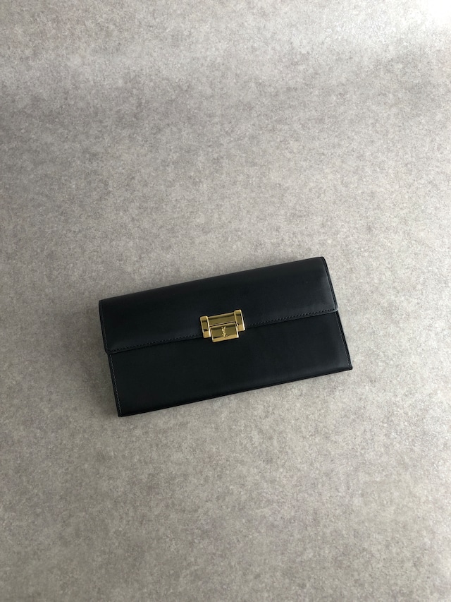 Yves Saint Laurent イヴ・サンローラン YSL型押し レザー ショルダーバッグ ブラック vintage ヴィンテージ オールド 4jenk5