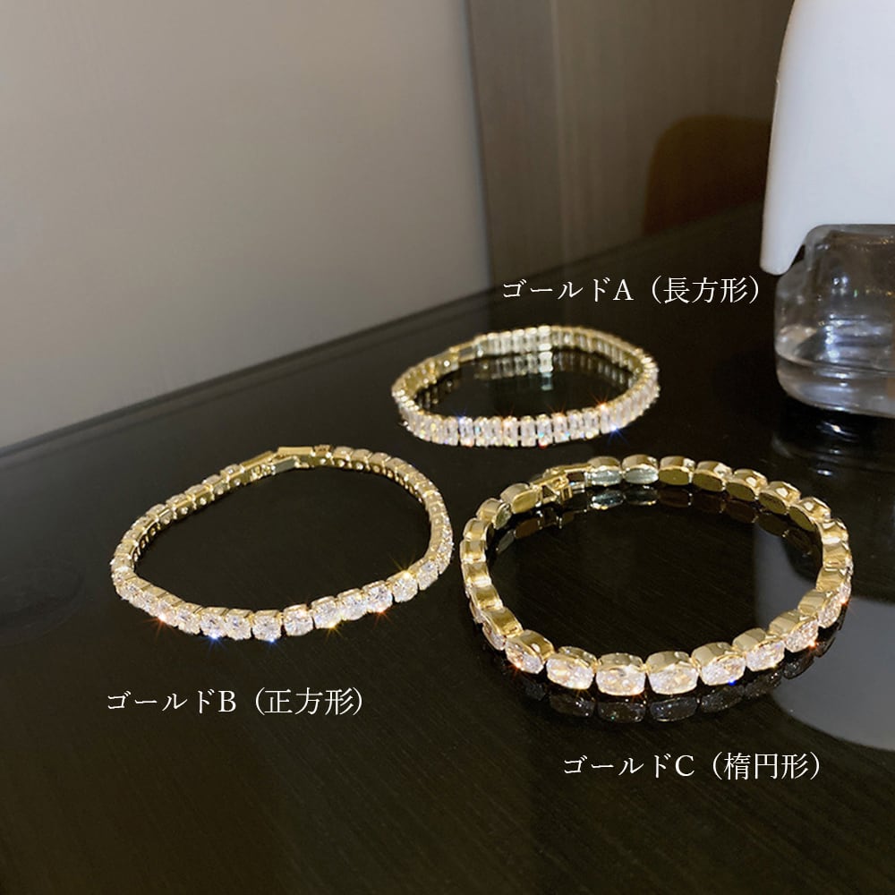 ブレスレットゴージャス美品！ ゴージャスブレス】クリスタルラインストーン・チェーンブレスレット
