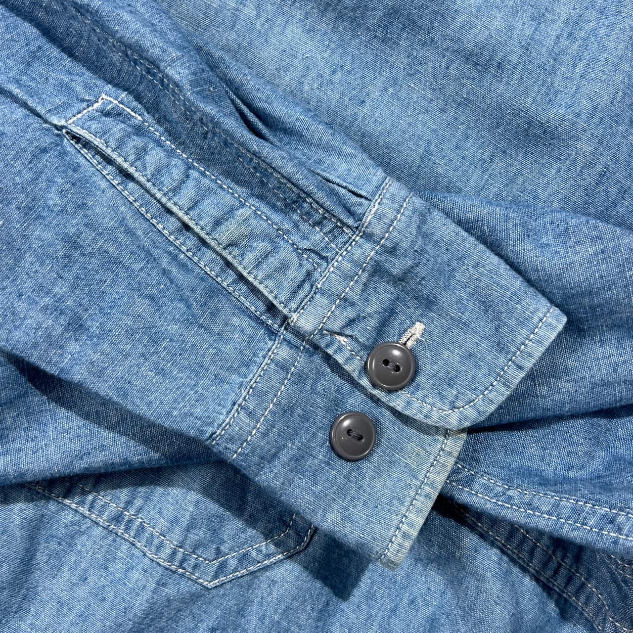 90s Levi's リーバイス シャンブレー 長袖 ワークシャツ L/ブルー メンズ ビンテージ