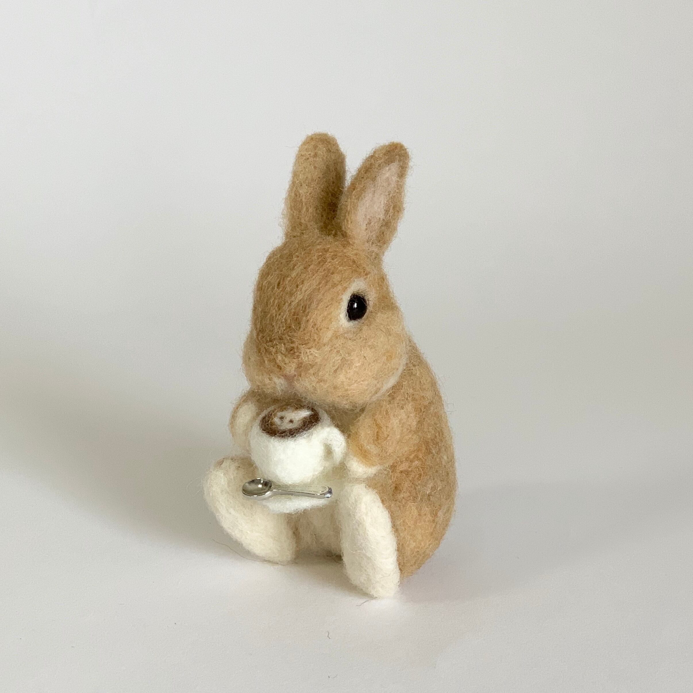 羊毛フェルト うさぎ カフェラテ オレンジ ネザーランドドワーフ 人形 置物 Bunny S Heaven