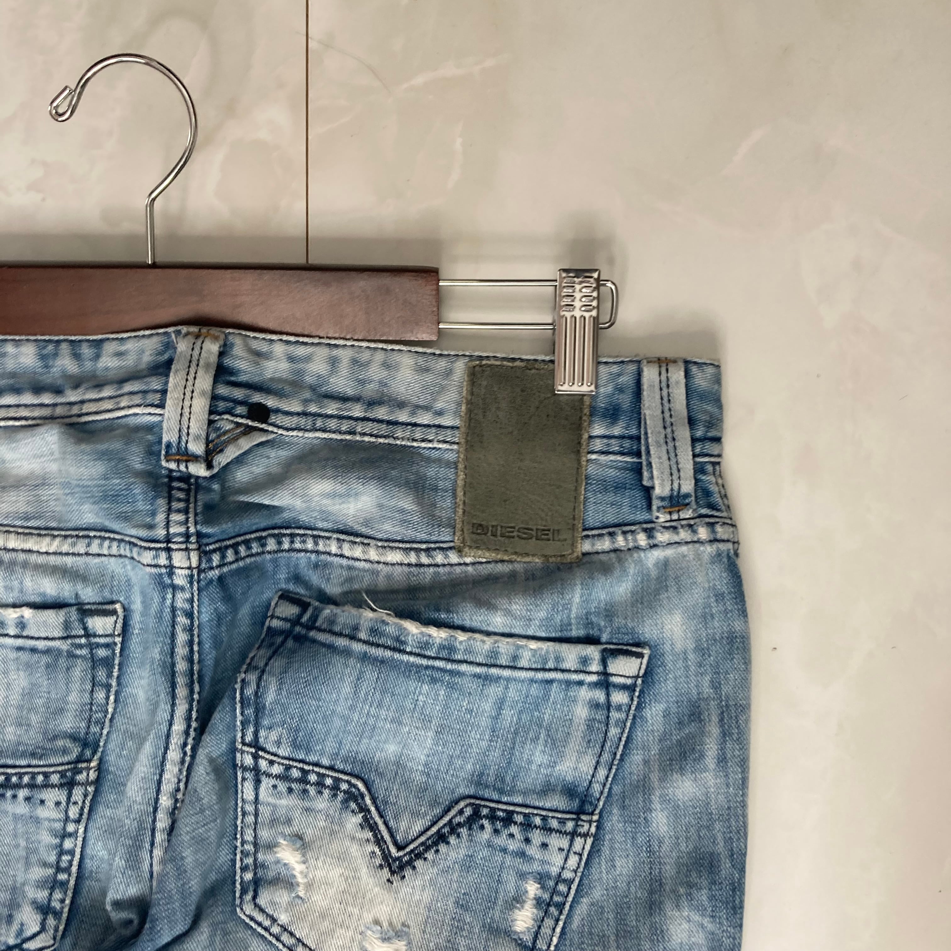 W34×L30】Diesel デニムパンツ 革パッチ | 古着屋OLDGREEN