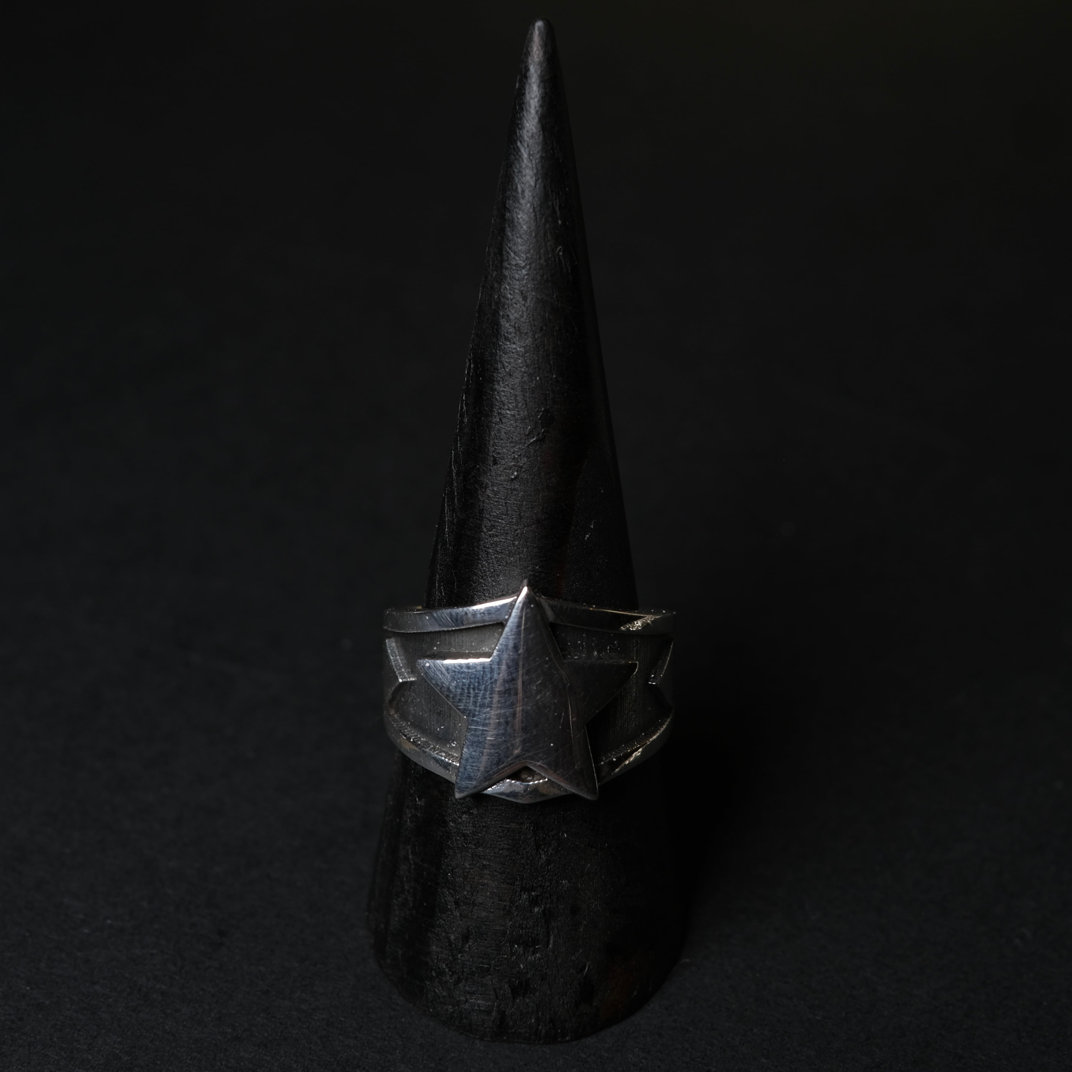 シルバー925 silver ワイドスターデザインリング/軽研磨仕上げ/17号