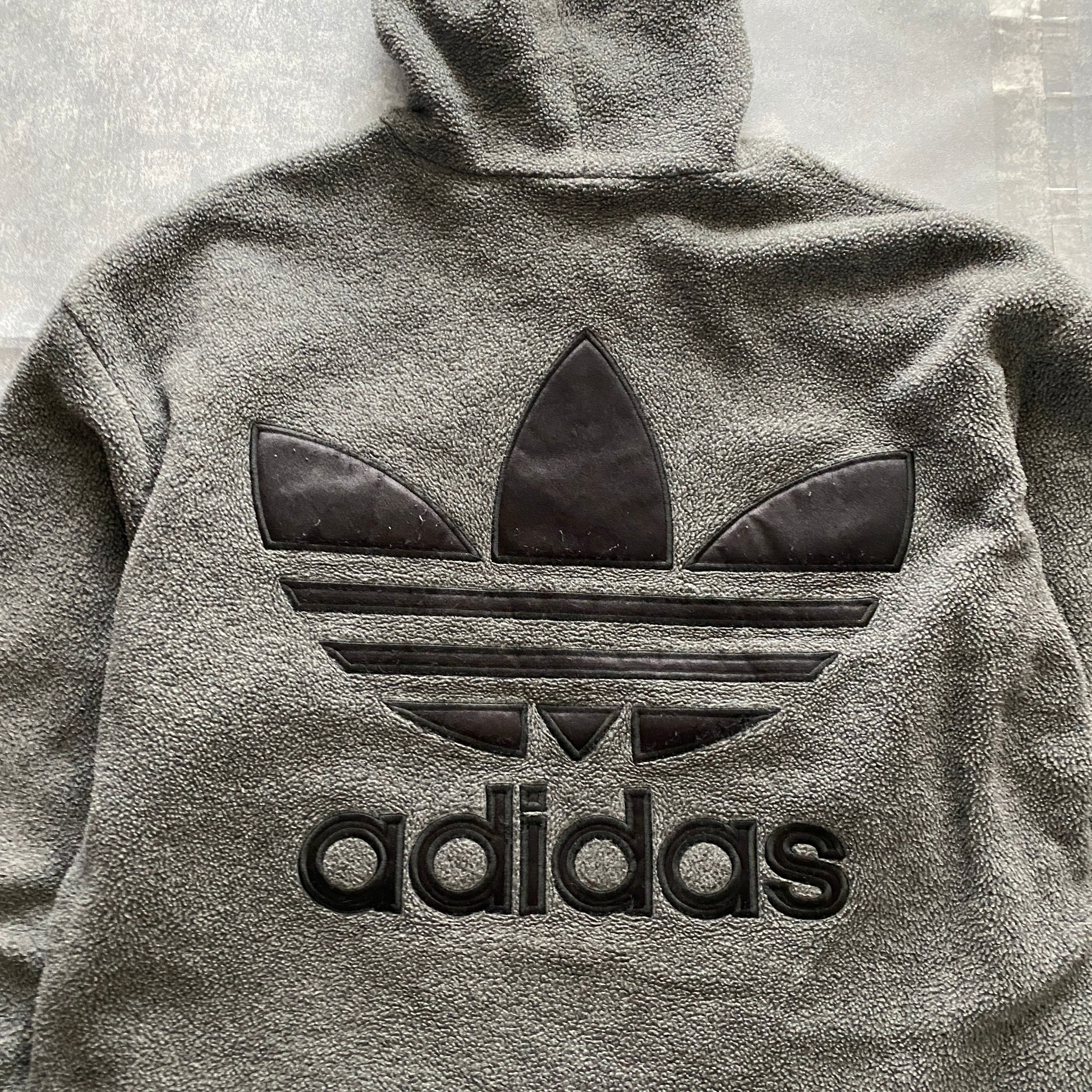 【80s・美品】デサント製 adidas ボアジャケット　キルティング　刺繍ロゴBASISBROKE