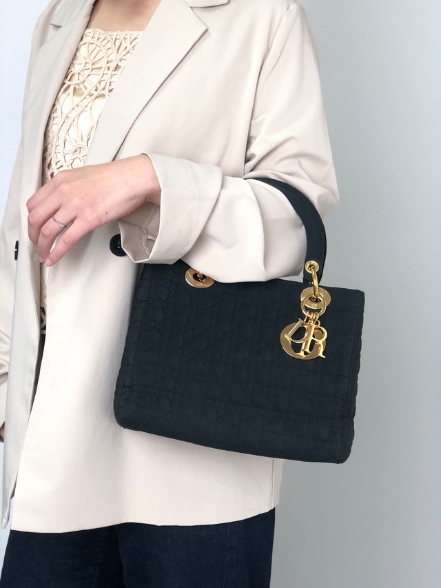 Christian Dior クリスチャン ディオール レディディオール ハンドバッグ ブラック カナージュ ナイロン チャーム vintage ヴィンテージ オールド 6egyhj
