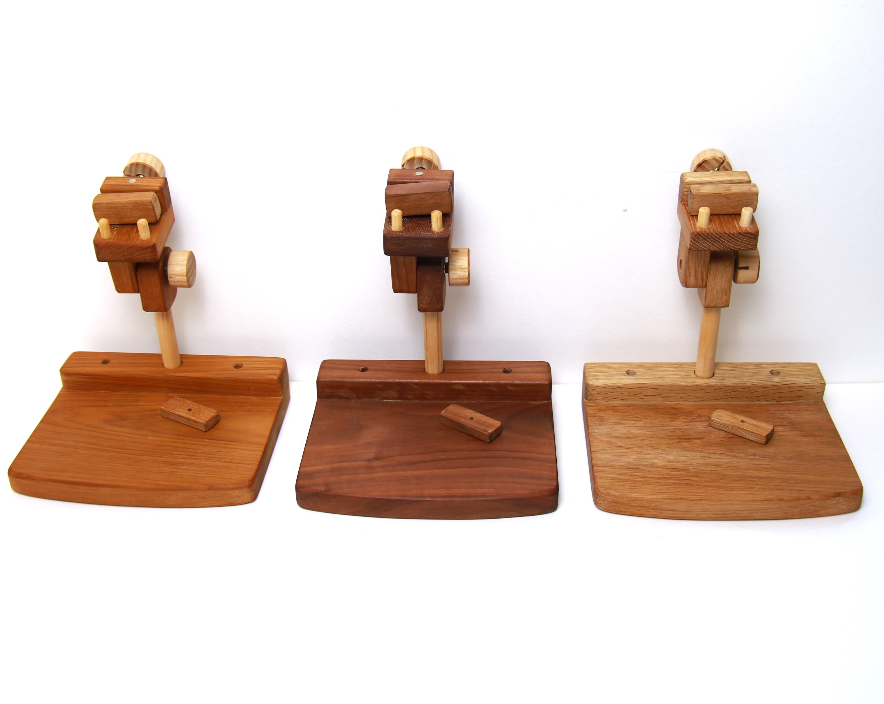 刺繍丸枠スタンド(チークC＋）銘木シリーズ【丸型ハンドル装備+