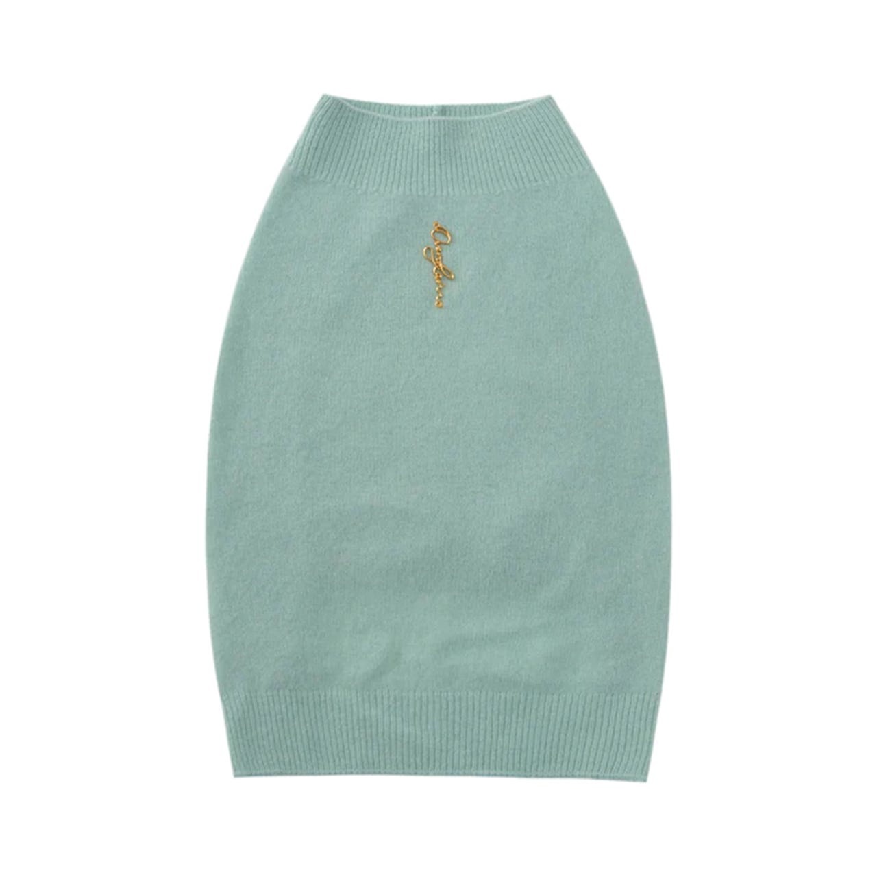 SLEEVELESS JUMPER WITH GOLDEN METAL LOGO(Mint) / OVER GLAM