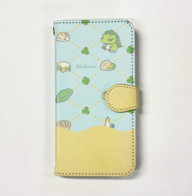 【Android用 Sサイズ】【旅かえる（ライトブルー）】手帳型ベルト付きスマートフォンケース