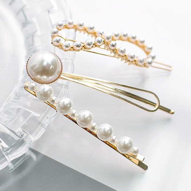 リボンパールヘアピンセット ヘアピン ヘアアクセサリー パール パールピン 流行 人気 ヘア アイテム かわいい おしゃれ 大人 Leporem