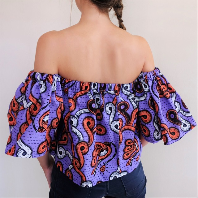 [Momopenelli] Queen's Off-Shoulder Tops｜Purple Ribbon