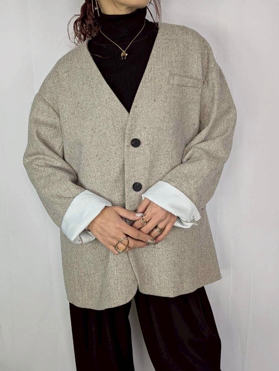 Fsle-女性の茶色のウールのスーツセット、仕事のジャケット、100