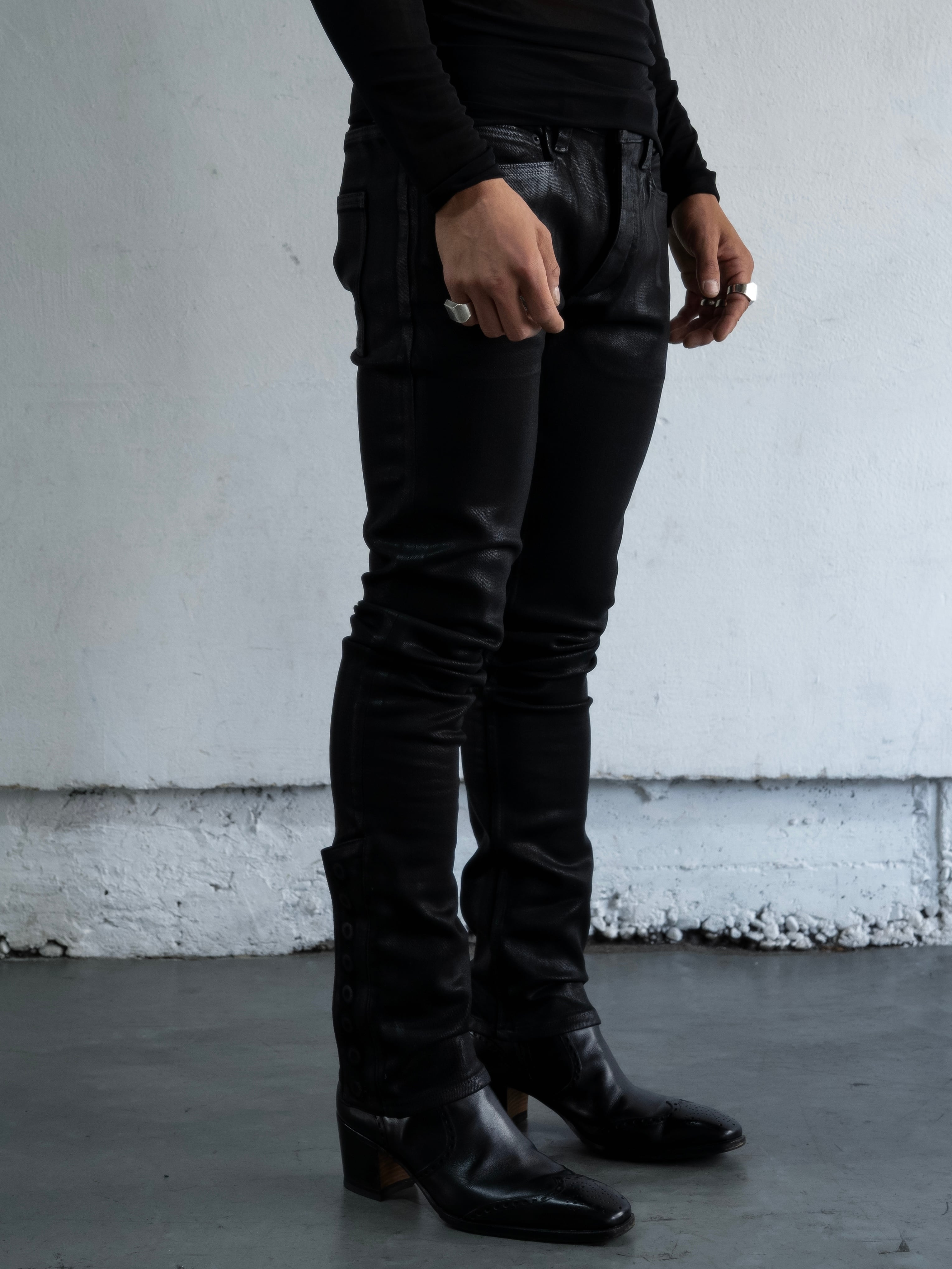 パンツ no mass prod 007GLM WAXED DENIM JEANS 012GLM WAXED SKINNY JEANS | NO MASS PROD.