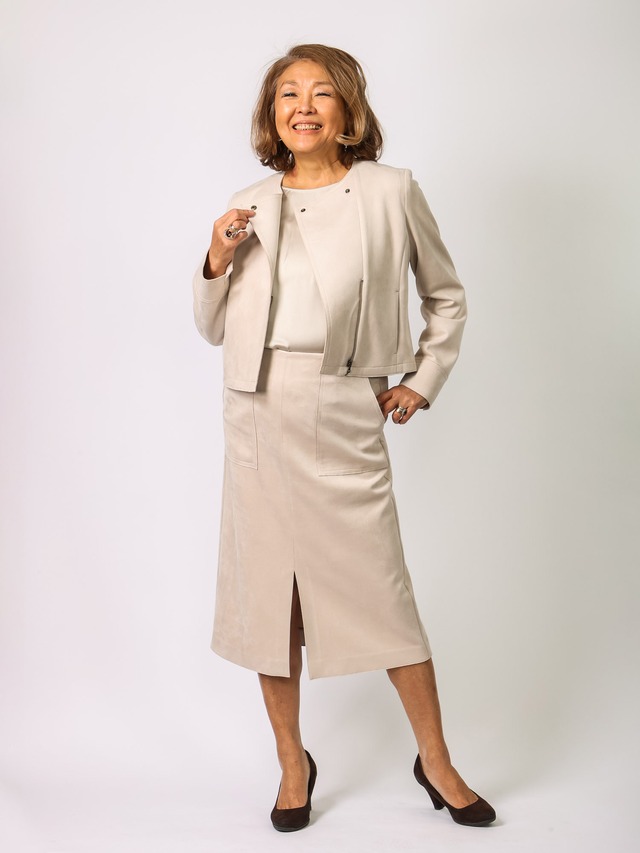 ダンボールスエードフロントスリットスカート(BRAHMIN)