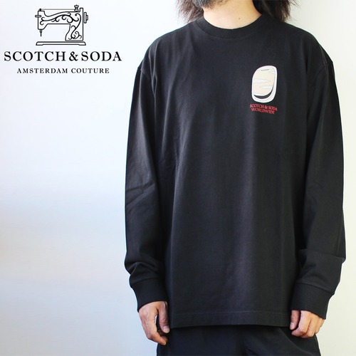 【ss-282-43401】 SCOTCH&SODA スコッチ&ソーダ グラフィックスウェット ロンT ブラック 黒 通勤 通学 部屋着 コンビニ着 家着 おうちスタイル ご近所着 161843