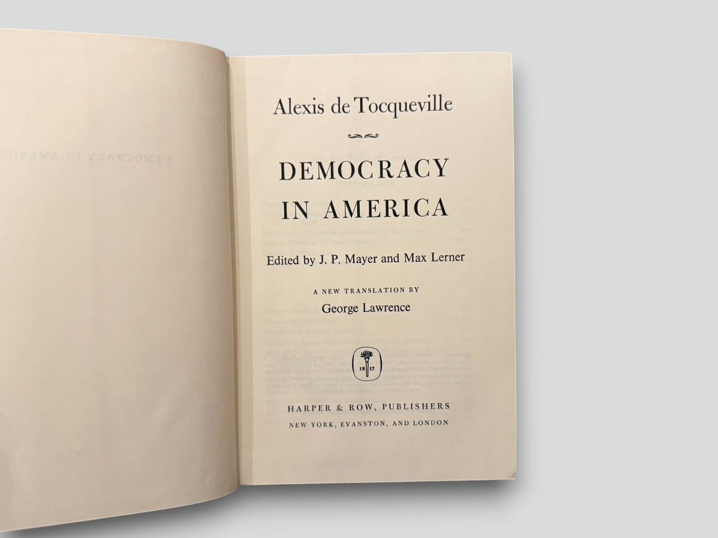 SFF105】【FIRST EDITION】Democracy in America(1966) /Alexis de