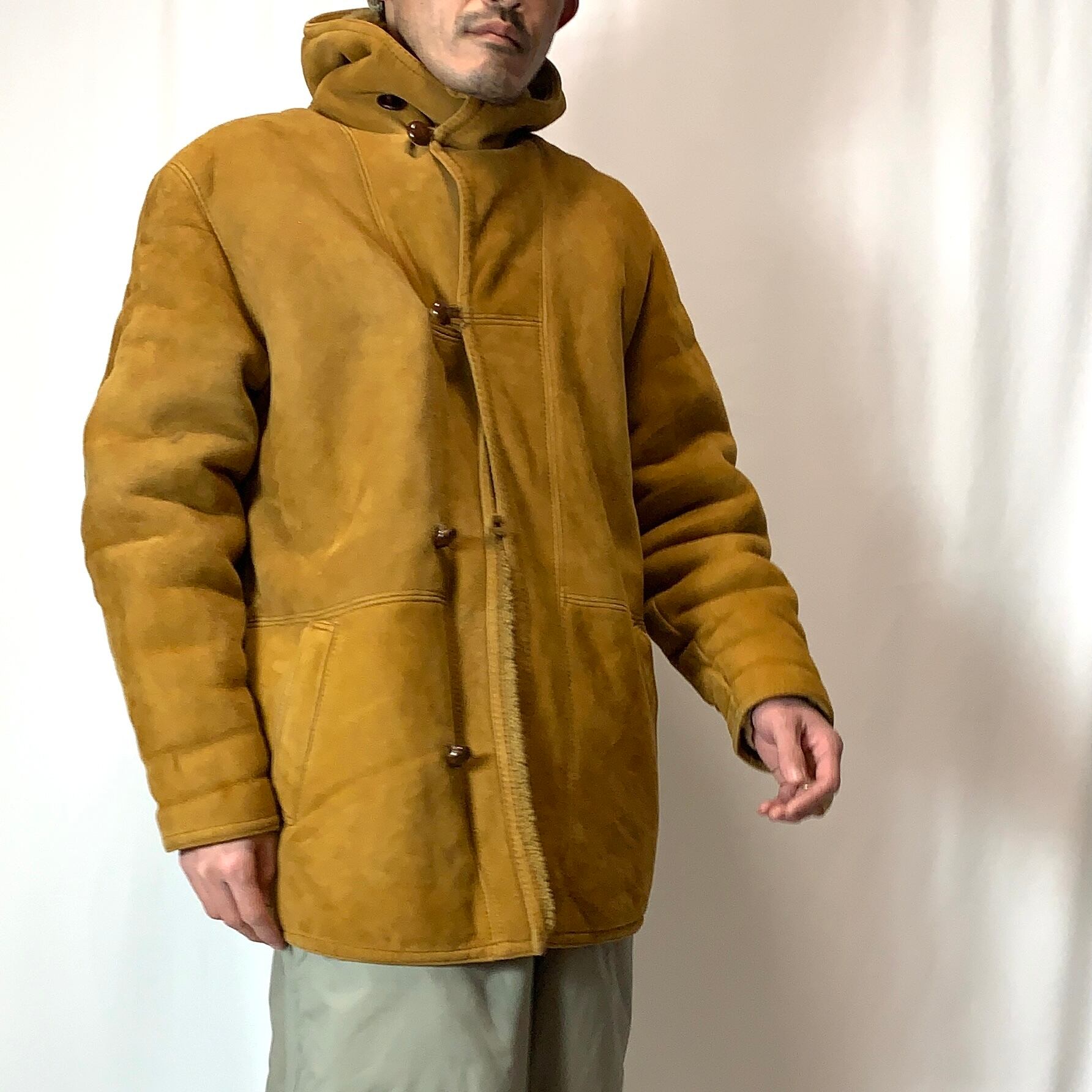 vintage old RUFFO mouton jacket with hood ルッフォ フード付き ...