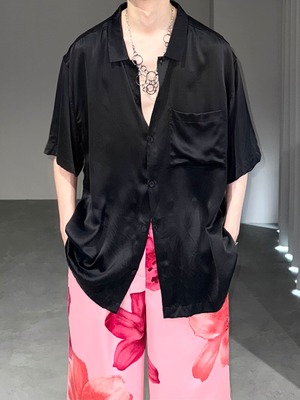 silk loose shirt / black