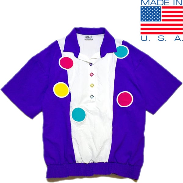 1点物◇USA製プルオーバー珍品デザインシャツ柄シャツ古着メンズ