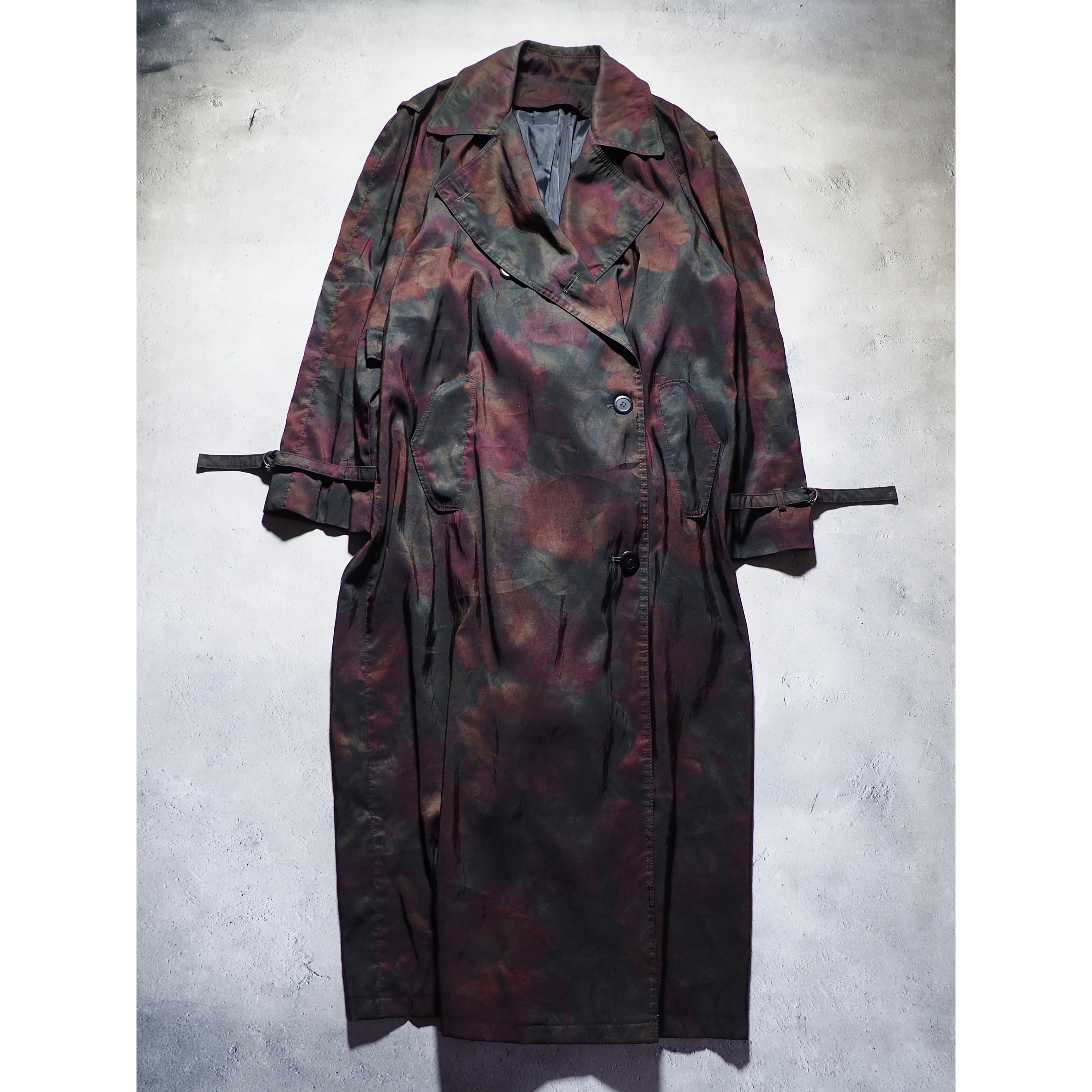 1990s Beautiful Bewitching Flower painted vintage Spring long coat (made in Usa)