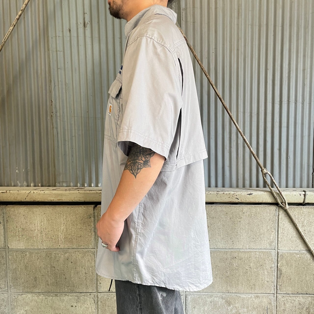 Carhartt カーハート 企業ロゴ刺繍 半袖ワークシャツ メンズL 古着