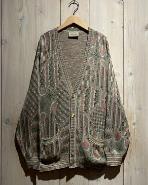 【a.k.a.C.a.k.a vintage】90's Artistic Pattern Euro Vintage Loose Knit Cardigan