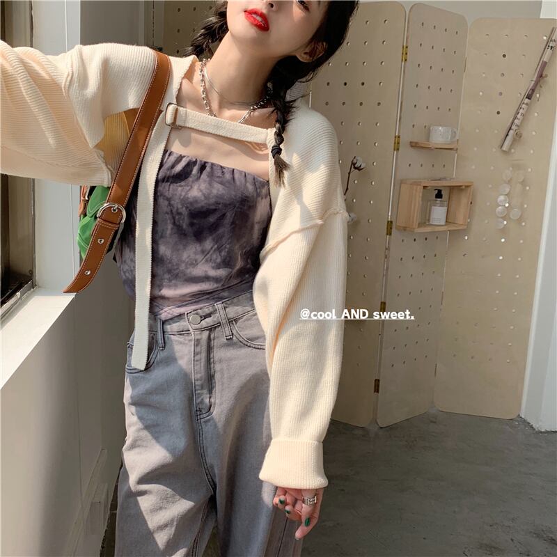 ニットセーター レディースショートスリムカーディガンジャケット スプリングスタンダードトップス レトロ 春物 ブラックストロベリース5453443180