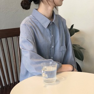 オーバーサイズロングシャツパッチポケット付き A00154