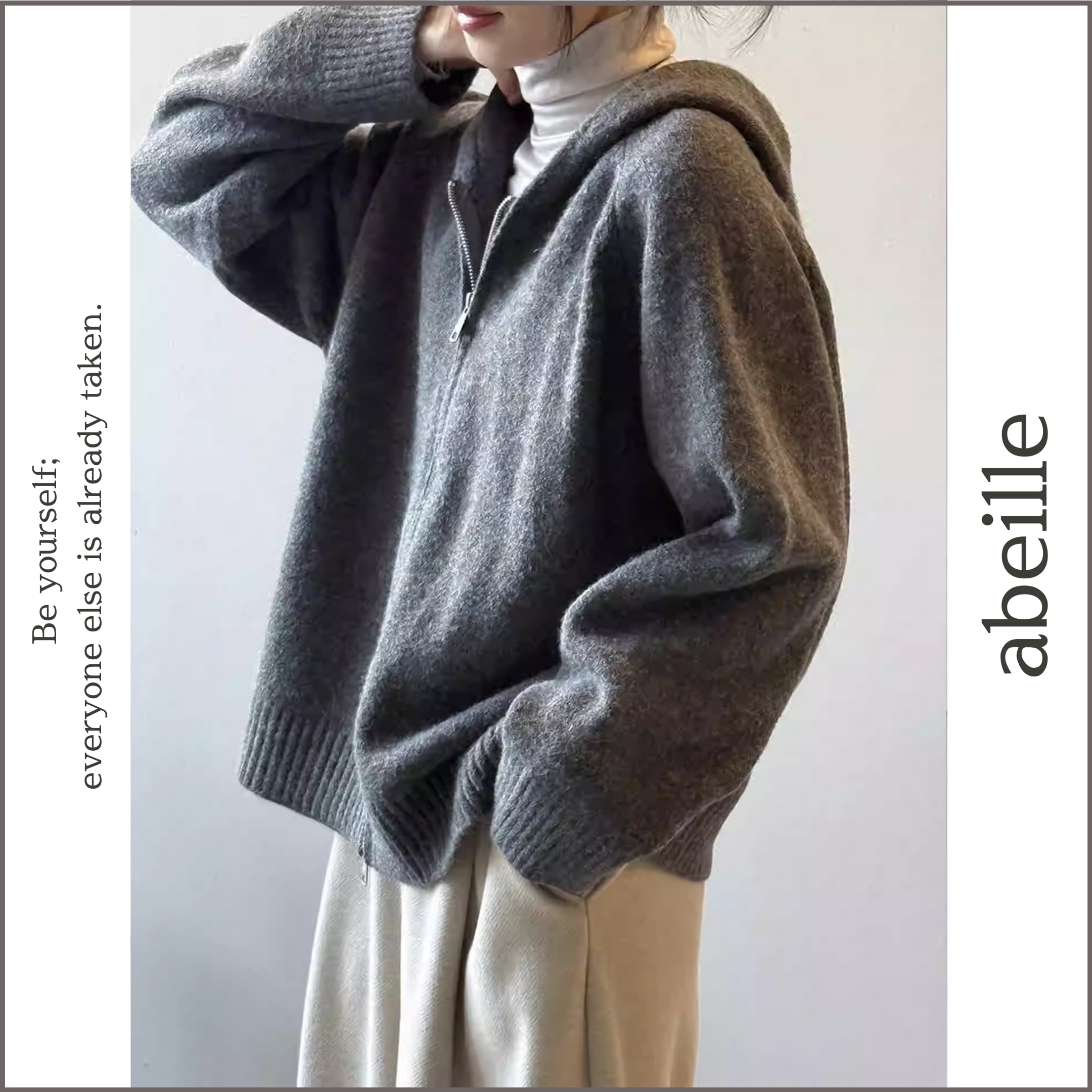 zip-up knit hoodie 14160