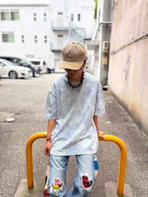 タイダイ Tie-dye ビッグシルエット Tシャツ Lサイズ アシッドブルー ムラ染め ブリーチ Hippies Dye HD26-39