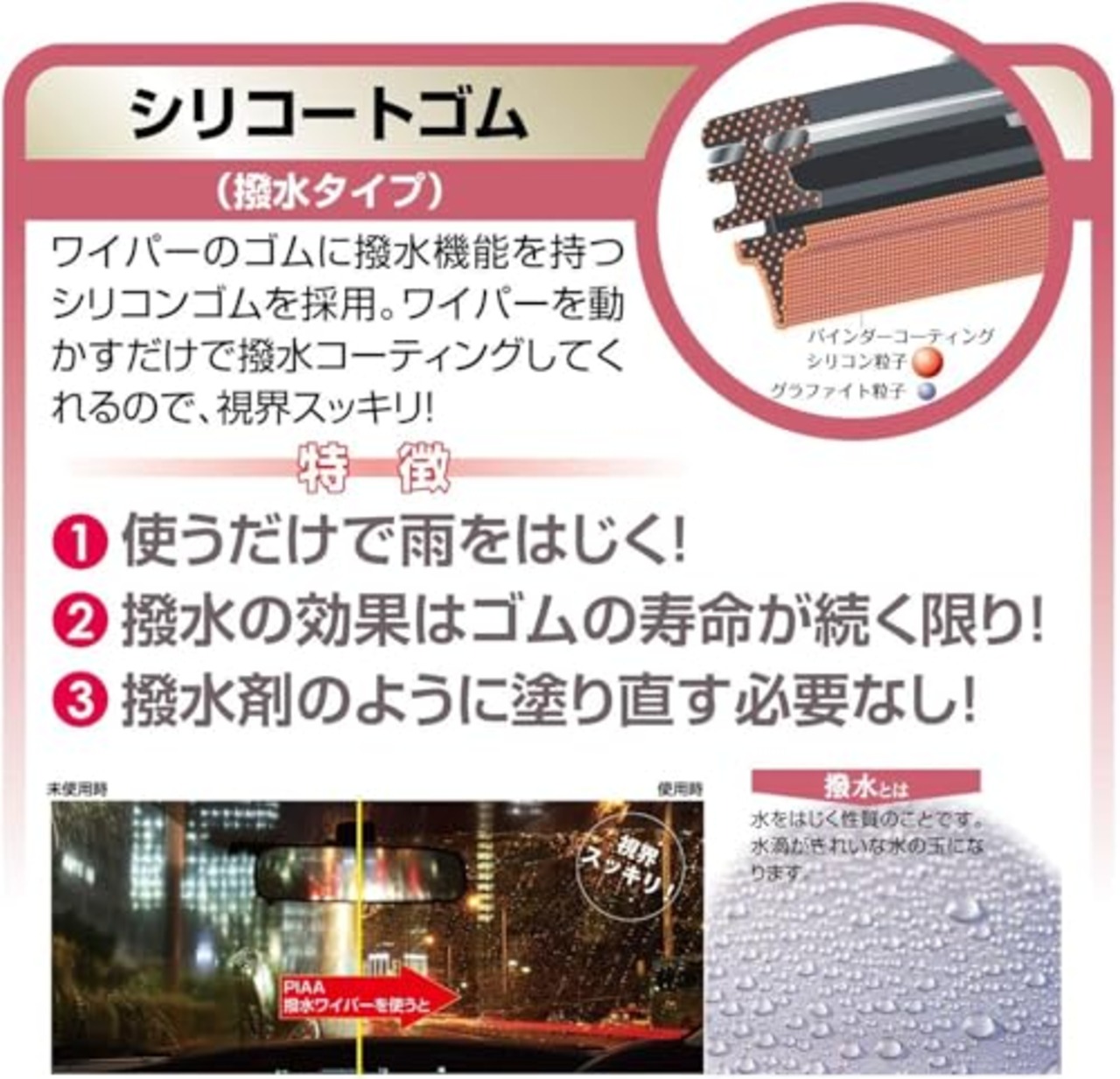 PIAA(ピア) ワイパー ブレード 275mm 超強力シリコート 特殊シリコンゴム 1本入 呼番17RS リヤ専用 WSU28RS