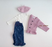 韓国子供服 / Mybebe / デニムフリルパンツ *XS~XL*