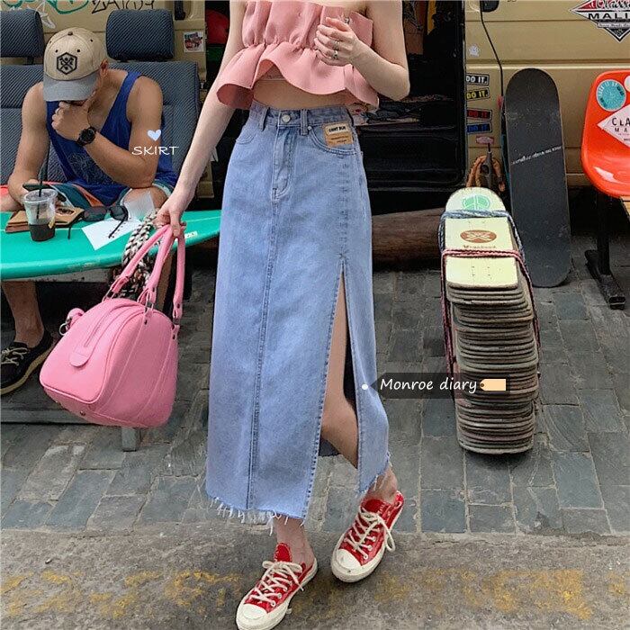 スカート スプリングサマースリムハイウェストウェストAラインロング 春物 夏物 モンロー14192303824