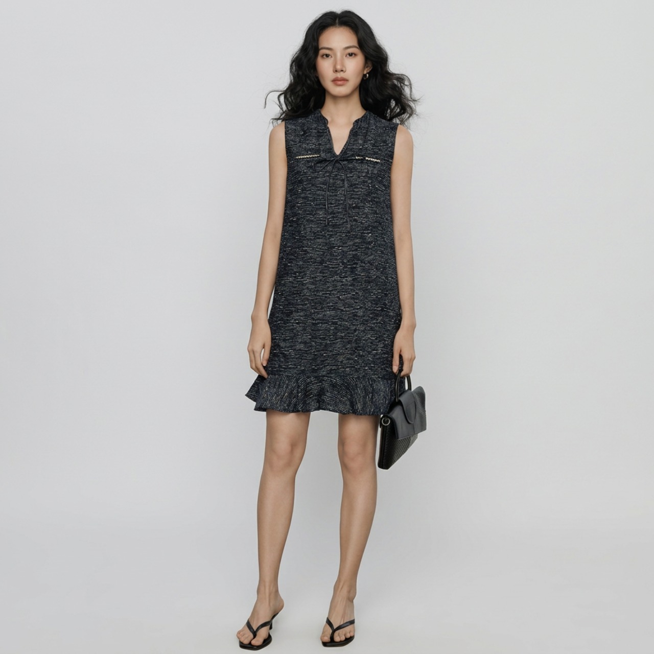 Vネック フレンチスリーブ フレアワンピース   1color  26070・画像10