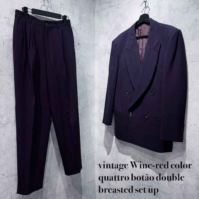 vintage Wine-red color quattro botão double breasted set up
