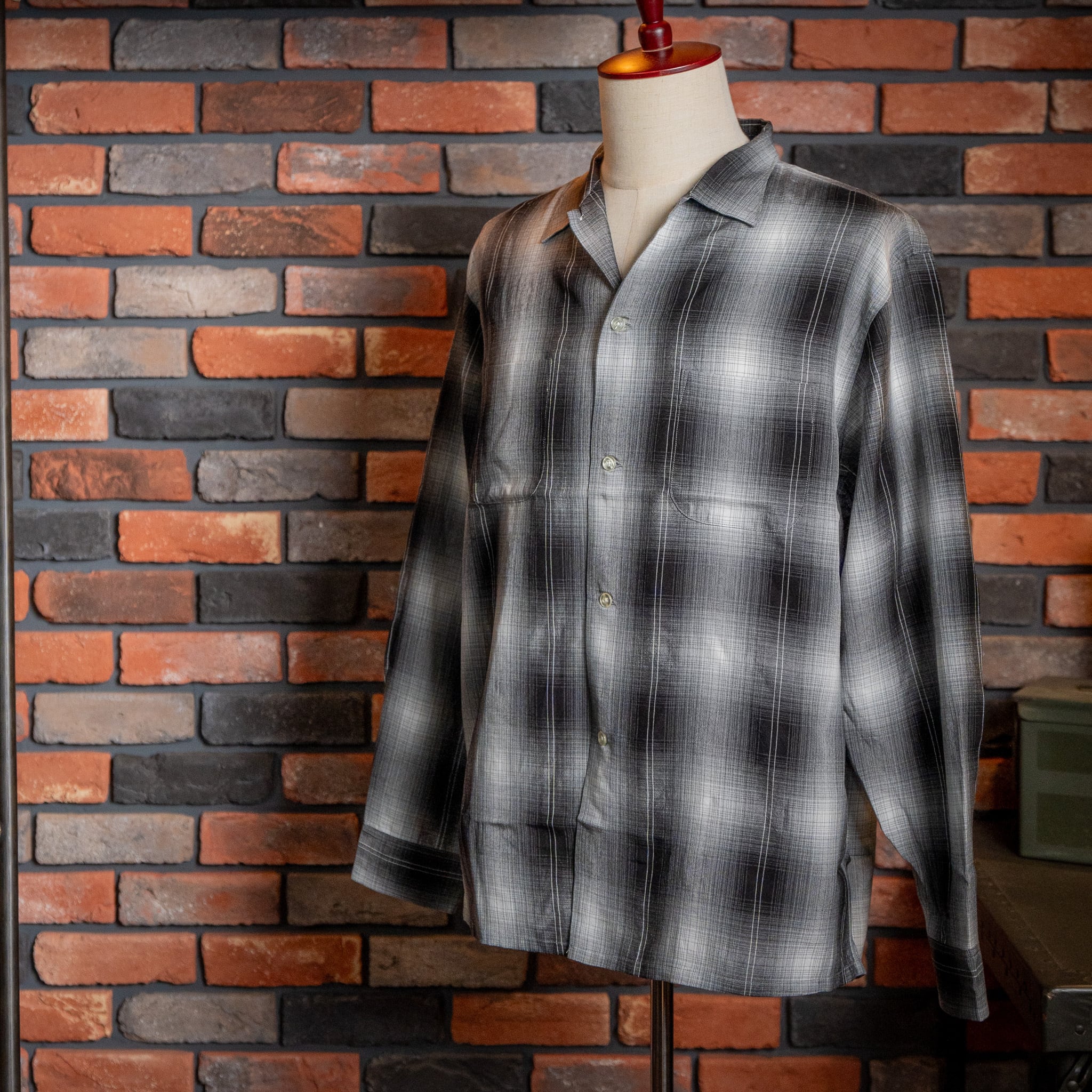 【TOWN CRAFT】 "GRAY OMBRE" 60s Open Collar Shirt Made In Japan 新品 タウンクラフト オンブレシャツ プレミアム グレー 日本製