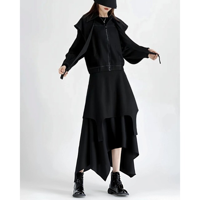 Contrast-stitch flap zip jacket C1394